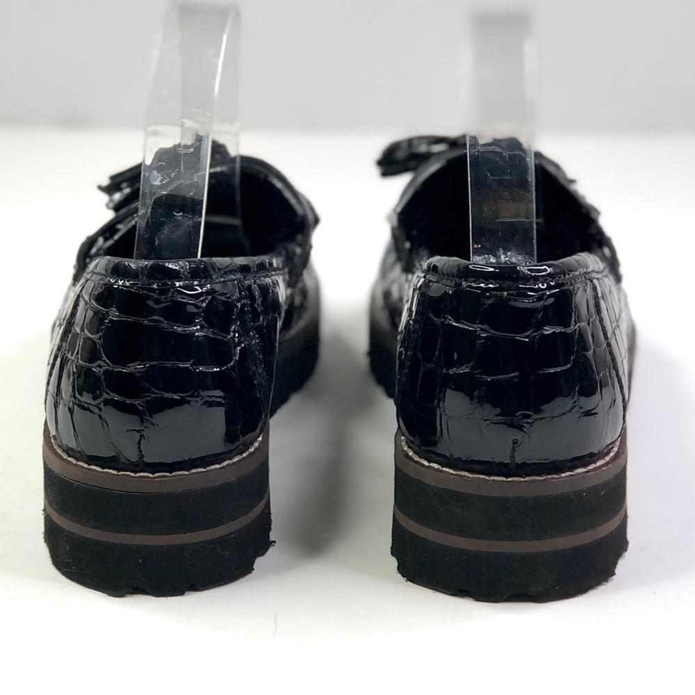 ASOS vegan patent leather croc alligator print kiltie tassel loafer black 8 - Picture 3 of 11